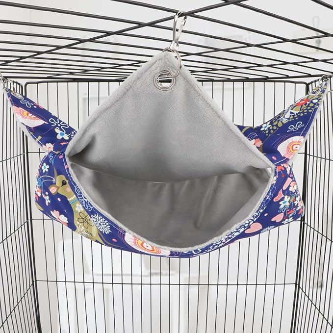 Wontee Bird Double Hammock Warm Nest Bed for Parrot Budgie Parakeet Cockatiel Conure Lovebird Hamster Rat Mice Chinchinlla (L)