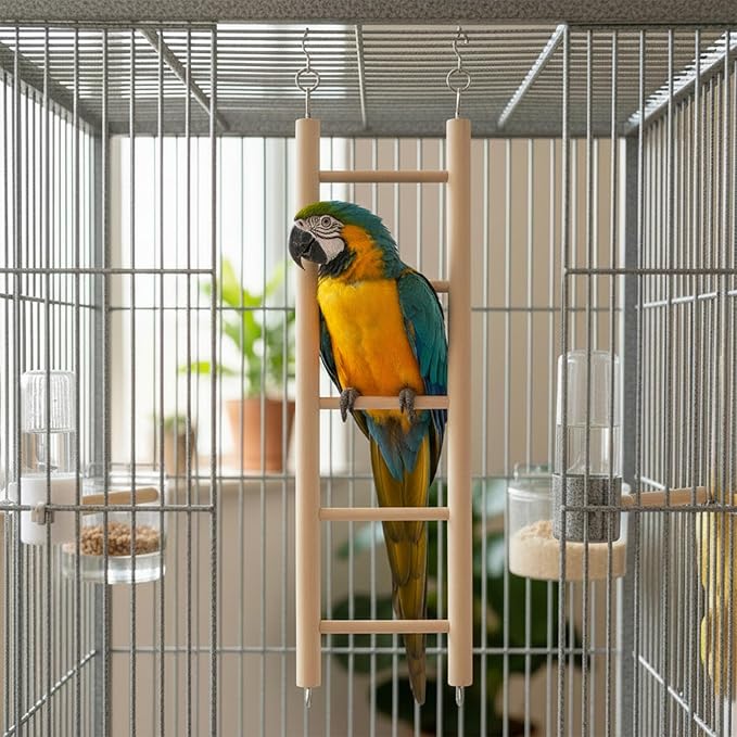 3 PCS Bird Cage Ladder, Parakeet Ladders Bird Ladder for Cage Wooden Hanging Parrot Wood Step Climbing Small Wooden Ladders for Birds Parakeets Parrots Cockatoo Lovebirds (3 Step, 5 Steps, & 7 Steps)