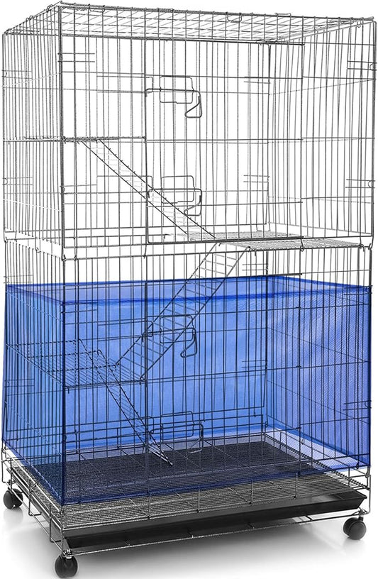 Shappy Large Bird Cage Seed Catcher,Bird Cage Cover Net Skirt Guard,Adjustable Soft Airy Mesh Net for Parrot Parakeet Macaw(118 x 15 Inch/ 300 x 37 cm,Blue)