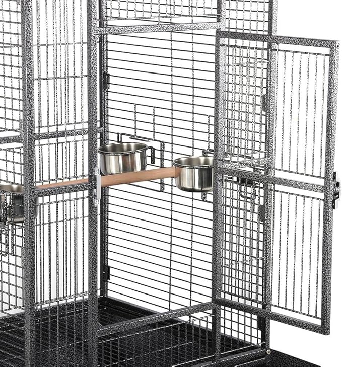 Topeakmart 68-inch Wrought Iron Play Top Large Bird Cage, Black