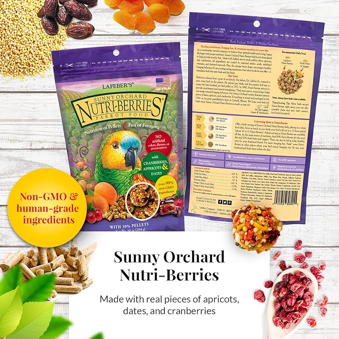 LAFEBER'S Gourmet Nutri-Berries Pet Bird Food Variety Sampler Bundles, Made with Non-GMO and Human-Grade Ingredients, for Parrots, 10 oz. Each (4 Pk Bundle)