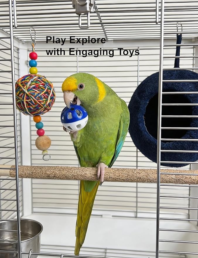 12 Pack Bird Toys, Colorful Chew Bells Balls, Safe Foot Toys for Small Medium Birds, Parakeets Cockatiels