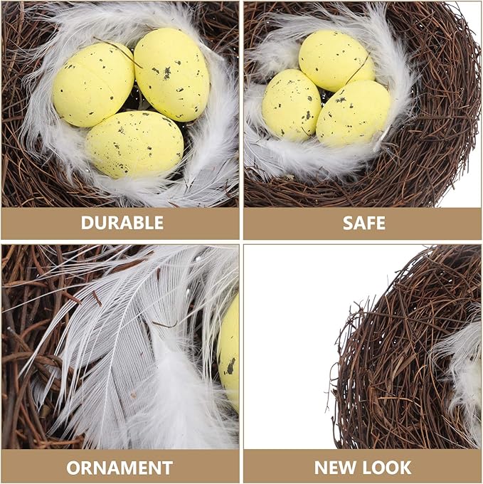 EXCEART 1pc Simulated Bird Easter Chick Egg Decoration Bird Golden Artificial Twig Easter Eggs Supplies Decor for Supplies Rattan