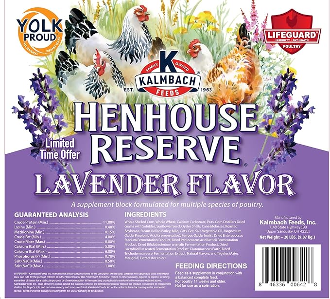 Kalmbach Feeds Henhouse Reserve Lavender Flavored Treat Block for Chickens, 20 lb