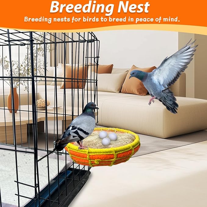 kathson Bird Nest Parakeet Breeding Nest Bed with Natural Coconut Fiber Parrot Hemp Rope Weave Hatching Nesting Box for Cockatiel Canary Lovebird Budgie Conure and Small Parrots