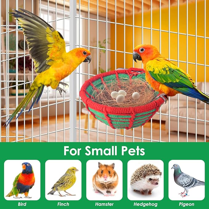 KATUMO Bird Nest, 5.3in Cockatiel Breeding Nest Parakeet Bed with Natural Coconut Fiber Bedding for Budgie, Parakeet, Cockatiel, Conure, Lovebird, Canary, Finch, Small Birds