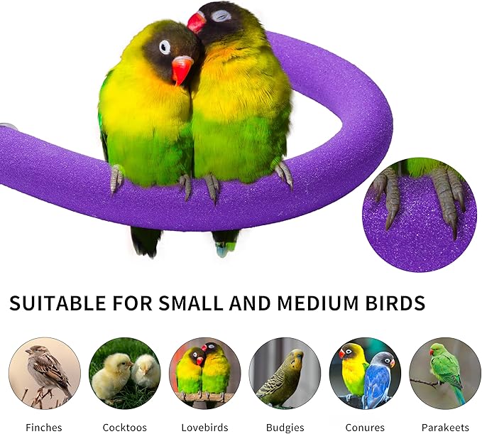 FrgKbTm U Shape Parrot Perch Stand Toy Bird Platform Sand Paw Grinding Clean Stick Exercise Conure Budgie Cockatiel Cage Accessories (Purple)