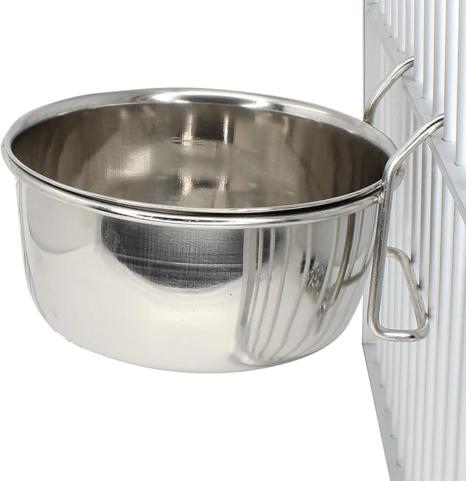 800115 20oz Stainless Steel Hook Cup Bonka Bird Toys Liquid Water Food Parrot Parrotlet African Grey
