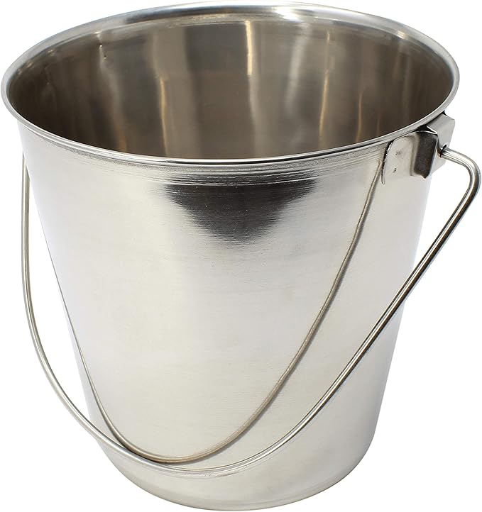 800101 4 Quart Stainless Steel Pail Bonka Bird Toys Durable Shiny Pets Food Water Liquid Treat Feed
