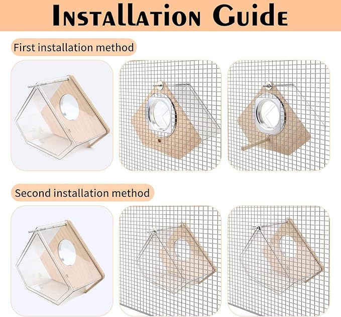 Parakeet Nesting Box for Cage, High-Transparent Parakeet Nest, Bird House Cage Accessories with Wood Perch, Breeding Box Acrylic Bird Nest for Parrots, Cockatiels, Lovebirds, Canaries