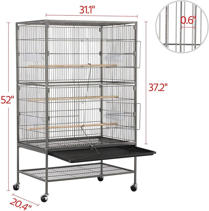 Topeakmart Wrought Iron Large Flight Parrot Bird Cage with Rolling Stand for Multiple Parakeets Conure Cockatiel Cage