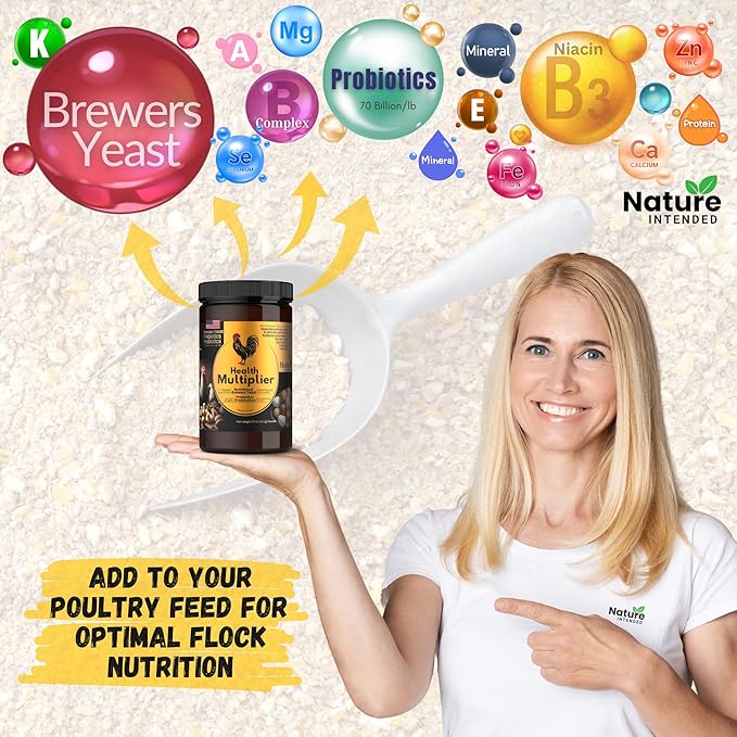 Health Multiplier Brewer's Yeast for Ducks, Chicken Probiotic, Niacin for Ducks, Chicken Vitamins, Chick Probiotics, Baby Chick Food, Duckling Supplies, Duck Niacin Supplement (Case of 10 Pouches)