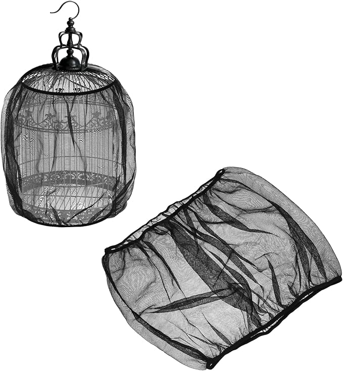 Bird Cage Seed Catcher, Bird Cage Net Cover Seeds Guard, Universal Birdcage Accessories, Black, Circumference 43.3"-59.1", Height 15.7" for Parrot Cockatiel Enclosures