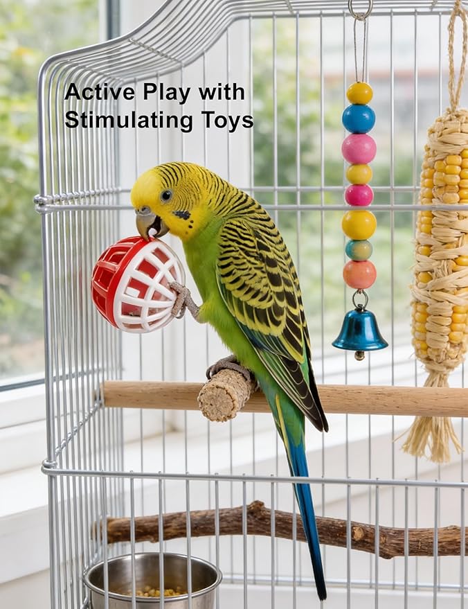 12 Pack Bird Toys, Colorful Chew Bells Balls, Safe Foot Toys for Small Medium Birds, Parakeets Cockatiels