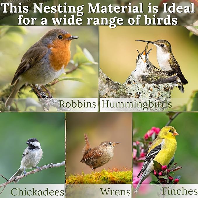 Hummingbird Nesters Bird Nesting Material Holder for Wild Birds Humming Bird House Materials Gifts for Bird Watching Nature Lovers Refillable Outdoor Bird Station (3 Balls Safe Nesting Starter Kit)