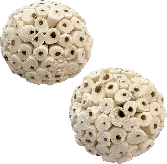 by M&M 5101 Big Sola Bird Balls Pk3 - Handmade Natural Sola Wood Chew Balls, Lightweight Pithy Bird Safe Material, Great Fun for Beaks and Feet, Ideal for Medium Size Pet Birds