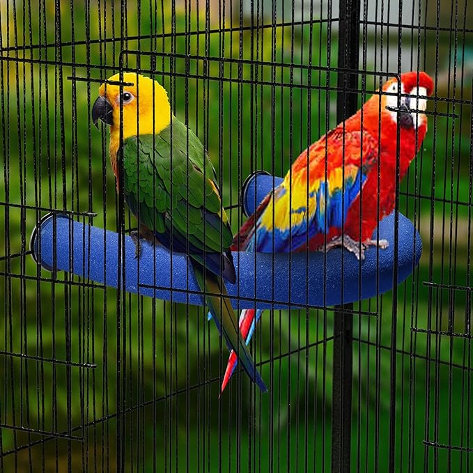 FrgKbTm U Shape Parrot Perch Stand Toy Bird Platform Sand Paw Grinding Clean Stick Exercise Conure Budgie Cockatiel Cage Accessories (Blue)