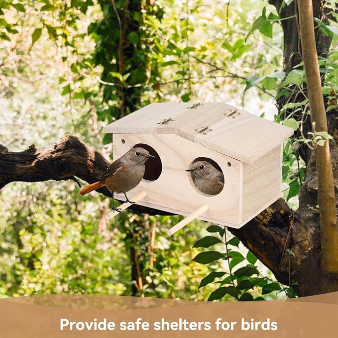 Parakeet Nesting Box, Bird House Wood Breeding Box Parrots Mating Box Bird House Budgie Pet Bird Nests House for Parrots Swallows Breeding Box Cage Birdhouse Accessories