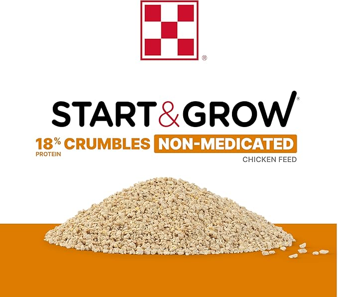 Purina Start and Grow | Non-Medicated Chick Feed Crumbles | Nutritionally Complete - 25 Pound (25 lb.) Bag