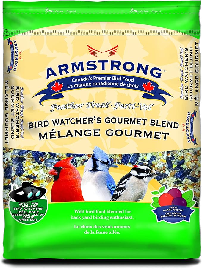 Armstrong Bird Food Gourmet Blend, 15.4 Pounds - with White & Red Millet, Cut Corn, Wheat, Black Oil Sunflower, Striped Sunflower, Peanuts & Safflower for Blue Jays and Northern Cardinals