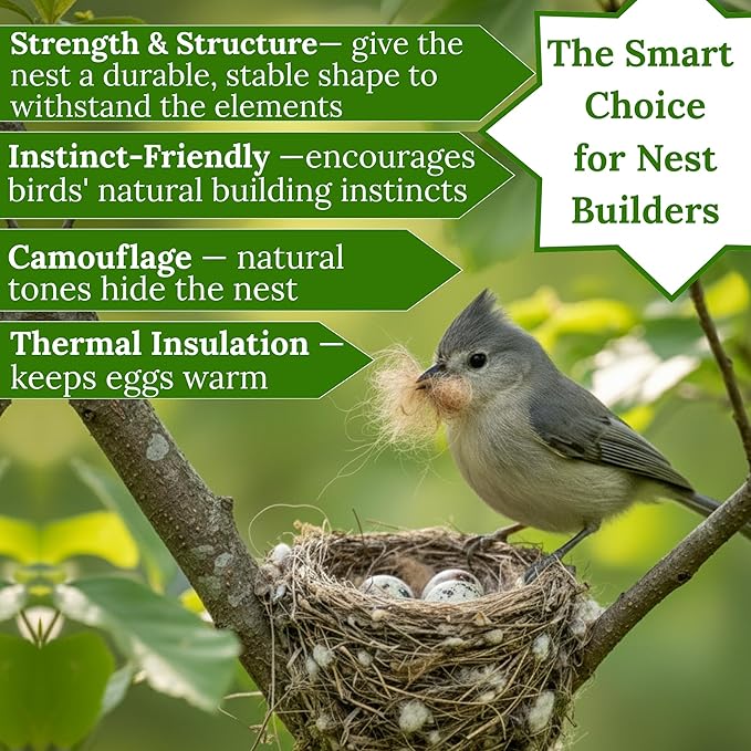 Hummingbird Nesters Bird Nesting Material Holder for Wild Birds Humming Bird House Materials Gifts for Bird Watching Nature Lovers Refillable Outdoor (Bird-Safe Natural Fiber Mix)