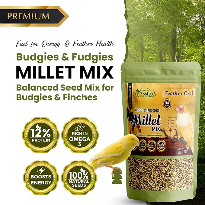 Danodia's Zoolulu Premium Budgies & Finches Millet Mix (950g /2 lbs) | Premium Bird Seed Blend for Budgies, Finches & Canaries | Daily Healthy Nutrition
