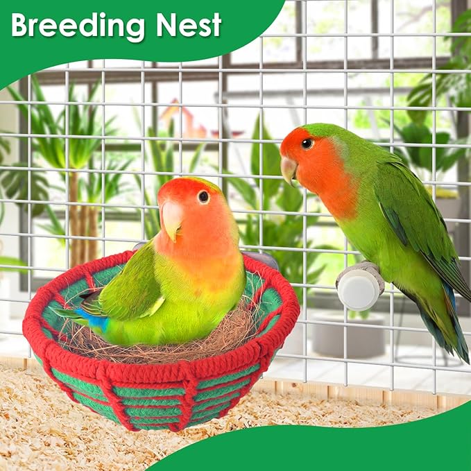 KATUMO Bird Nest, 5.3in Cockatiel Breeding Nest Parakeet Bed with Natural Coconut Fiber Bedding for Budgie, Parakeet, Cockatiel, Conure, Lovebird, Canary, Finch, Small Birds