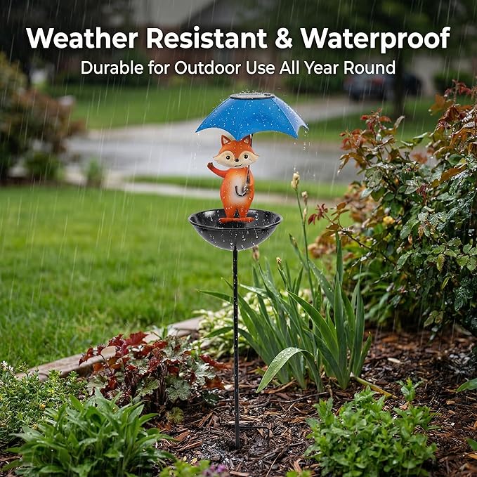 Topadorn Solar Bird Feeder with Pole – Outdoor Standing Bird Feeder with LED Light for Garden & Yard