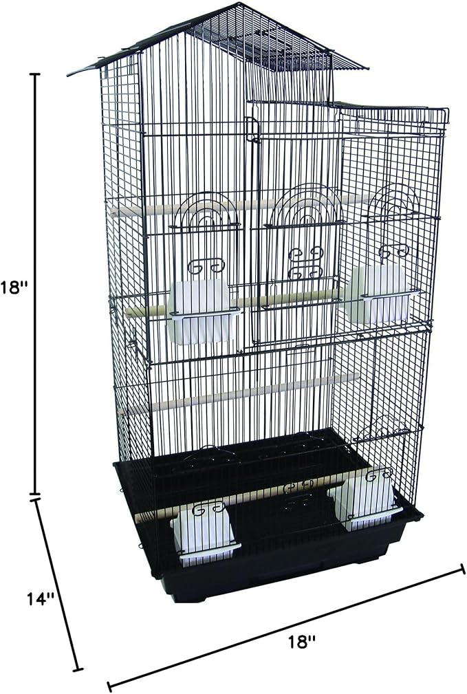 YML 18-Inch by 14-Inch Tall Villa Top Bird Cage, Black