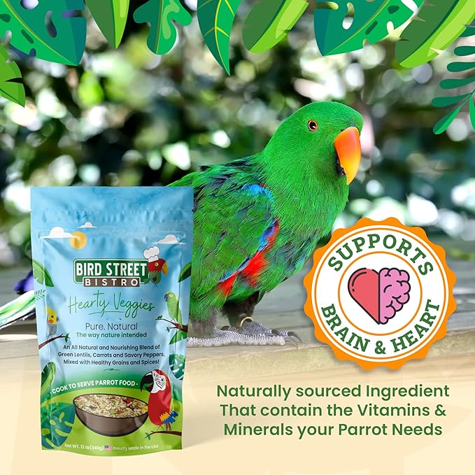 Bird Street Bistro Cockatiel Food Sample 3 Pack - Cooks in 3-15 min w/Natural Whole Grains - Healthy Non-GMO Fruits, Dried Vegetables, Health Orientated Spices