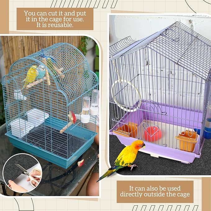 Nuanchu Large Bird Cage Mat, 30 x 36 Inch Under Pet Cage Mat, Absorbent/Waterproof Felt Pad for Bird Cages, Reptile Aquariums, Dog Kennels, with Non-Slip Backing for Hard Floors and Surfaces