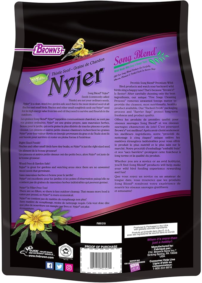 F.M. Brown's Song Blend Nyjer Thistle Seed for Pets, 5-Pound