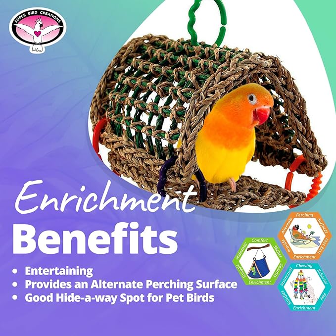 Super Bird Creations SB881 Seagrass Tent, Small/Medium Bird Size, 8” x 7” x 8”