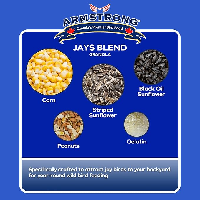 Armstrong Wild Bird Food Royal Jubilee Jays Blend Granola Stack, 4.94oz – High-Energy Treat with Sunflower Seeds, Peanuts & Corn - Ideal for Granola Stack Feeders