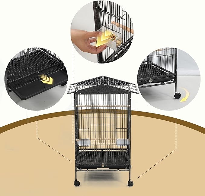 Large Parakeet Cage,Small Bird Cage,Cockatiel Cage for Birds with Covers,Parrot Cage Accessories for Finch,Cockatiels,Conure Bird,Budgie,Pigeon,Canary,Lovebird,Quaker (Meduim Birdcage)