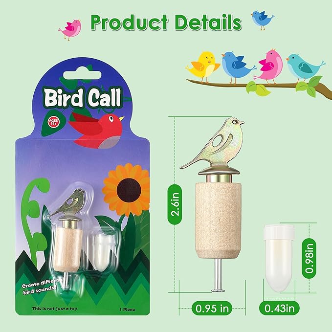 Dreyoo Bird Whistle Call with Rosin, Zinc Alloy & Wooden Birds Caller for Outdoor Birds Watching, Nature Play and Gifts for Bird Lovers(Wood Color)
