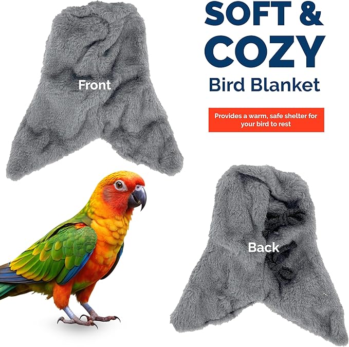 Bird Corner Fleece Blanket – Soft Cozy Cage Liner for Parrots, Conures, Cockatiels & Small Birds – 6-Inch Gray Hammock Snuggle Hut – Winter Warm Bird Cage Accessory (Medium)