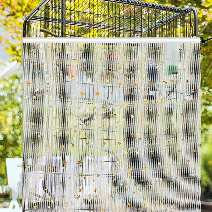 Bird Cage Seed Catcher, 60-118'' Large Bird Cages Cover, 31.5'' H Adjustable Nylon Bird Cage Mesh Net, Soft Airy Bird Cage Skirt Guard Accessories for Parrot Parakeet Macaw (Gray)