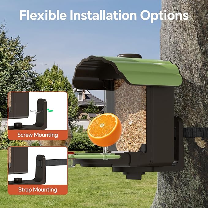 Wild Bird Feeders for Outdoors: 2L Large Capacity Bird Feeder with 4 in 1 Food Tray, Waterproof, Easy Mount, Suitable for Finch, Cardinal, Safflower and Other Birds, Gift for Birdlovers