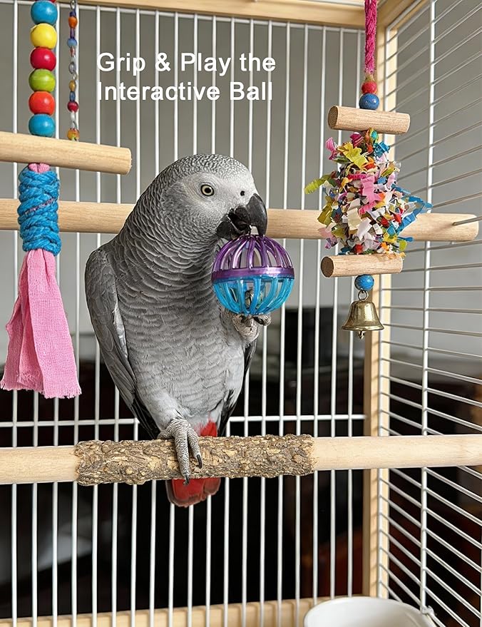 5-Pack Bird Toys for Parrots, Parakeets - Colorful, Safe, Fun for Big & Small Birds, Chase Toys Wildly (1.5'' - 2.8'')