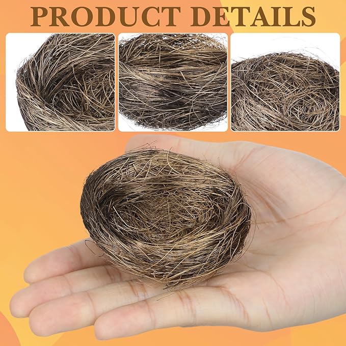 Veemoon 16Pcs Mini Bird Nest: Easter Egg Hunt Decorations 2.75" Small Artificial Birds Nest for Easter Crafts Home Garden Decor Wedding Party