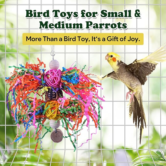 Bird Toys, Parakeet Foraging Toy, Hanging Chewing Toy, Bird Cage Accessories – Suitable for Cockatiels, Budgies, Lovebirds, Conures and Other Small Parrots