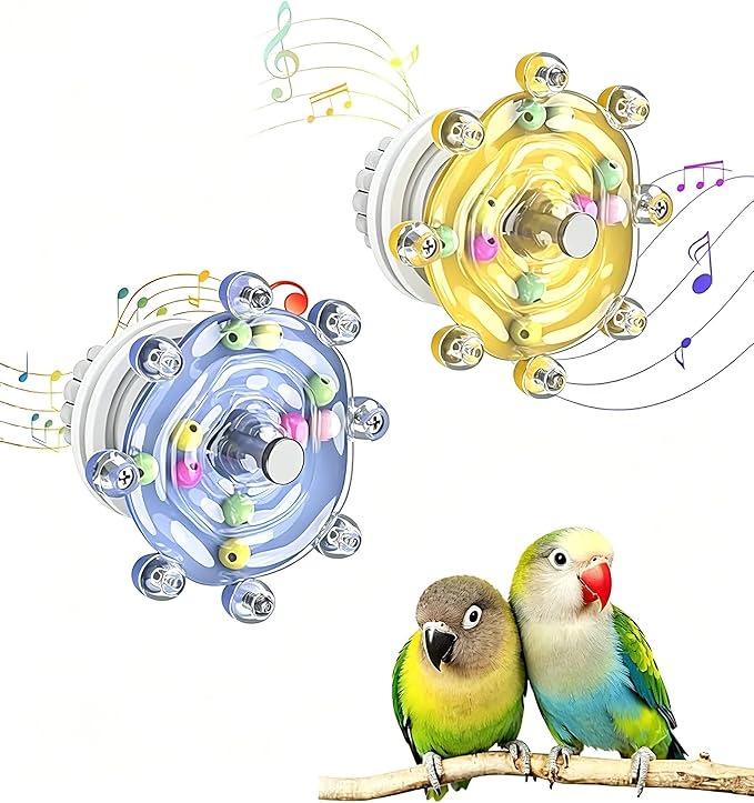 Budgie Toys, Interactive Bird Toys for Parakeet, Cockatiel, Lovebird, Quaker Parrot & Conures, Fun Educational Training Bird Toy (Yellow)