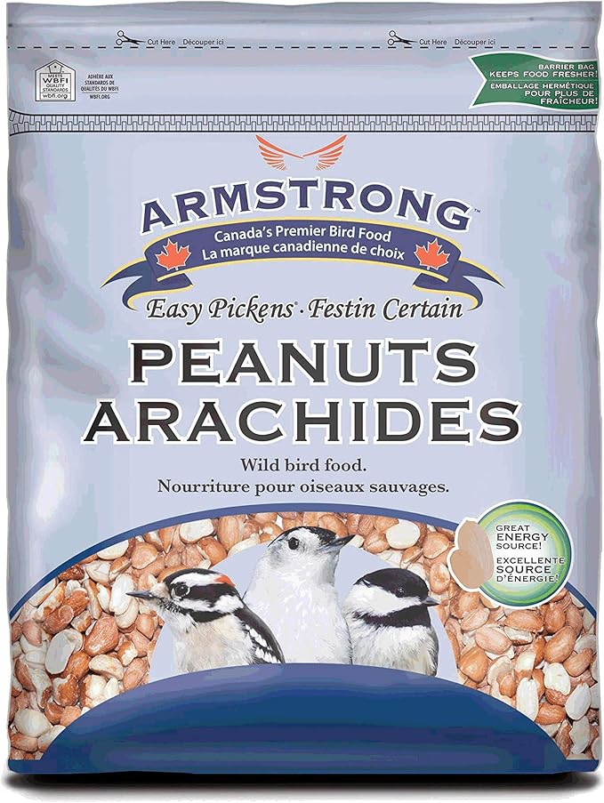 Armstrong Wild Bird Food Shelled Peanut Halves Bird Seed, 8 Pounds - for Downy Woodpeckers, Red-Breasted Nuthatches and Black-Capped Chickadees for Outside Feeders