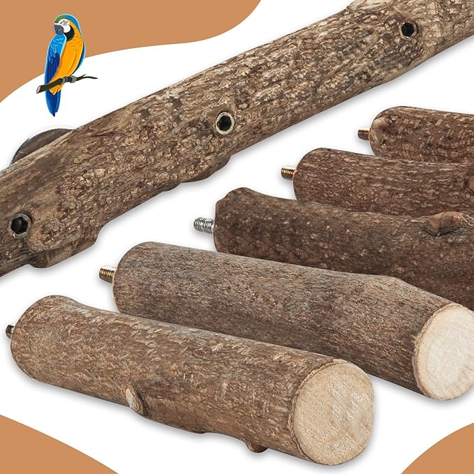 Parrot Wood Stand, Parrots Perch for Cage, Natural Bird Ladder for Small Medium Parrot, Parakeets, Cockatiels, Conures, Hamster(12.2 inch)