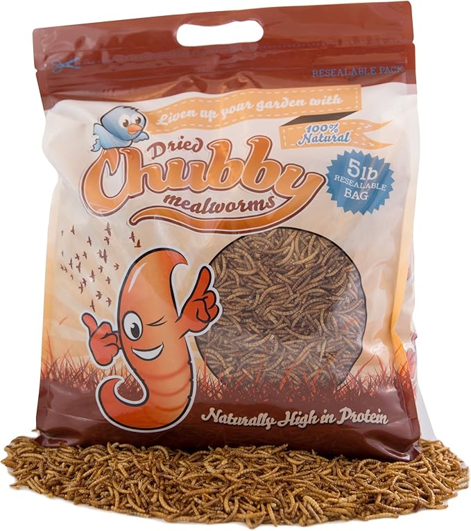Chubby Dried Mealworms | 5 lbs | High-Protein Non-GMO Treats for Chickens, Ducks, Wild Birds & Backyard Pets
