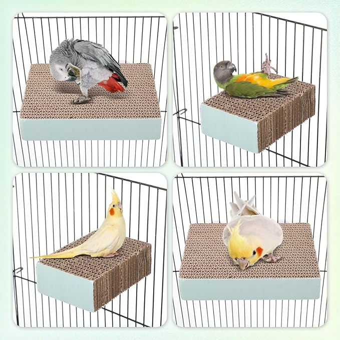 Nuanchu 6 Pcs Paper Bird Chew Toys Parrot Perch Cardboard Platform for Cage Bird Paw Grinding Stand Parrot Cage Playground for Budgie Conure Macaws Cockatiel Parakeet Lovebird Sparrows