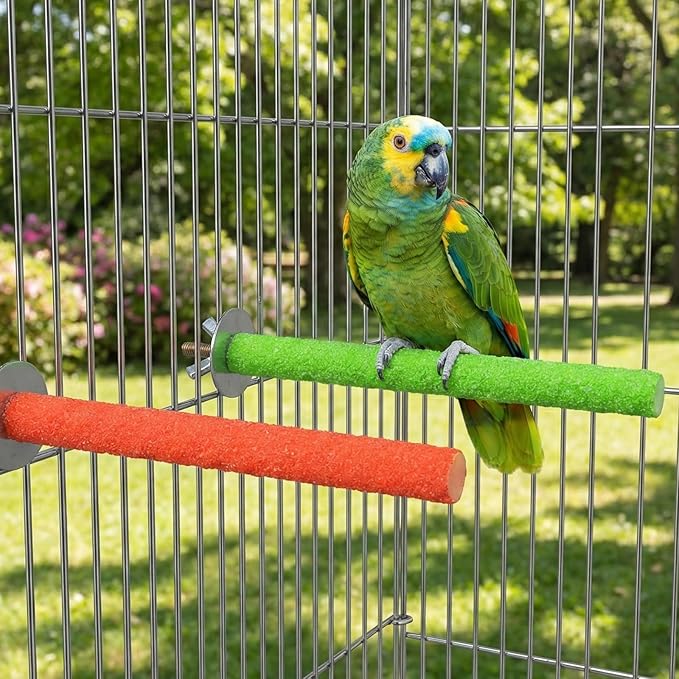 4 Pcs Bird Perch Stand Toy, Random Colorful Wood Parrot Bird Perch Stand Paw Grinding Stick, Birds Cage Accessories for Budgies, Parakeet, Cockatiel, Lorikeet, Conure