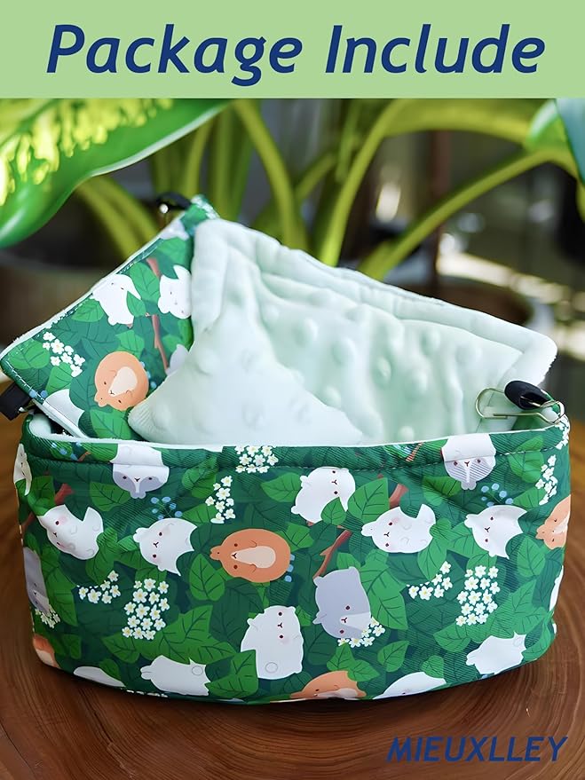 All Season Bird Nest Bed, Small Animal Hammock,Hanging Bird House,Snuggle Hut for Parakeets Budgies Caique Conures Cockatiels Rats Rabbits (Green, M)