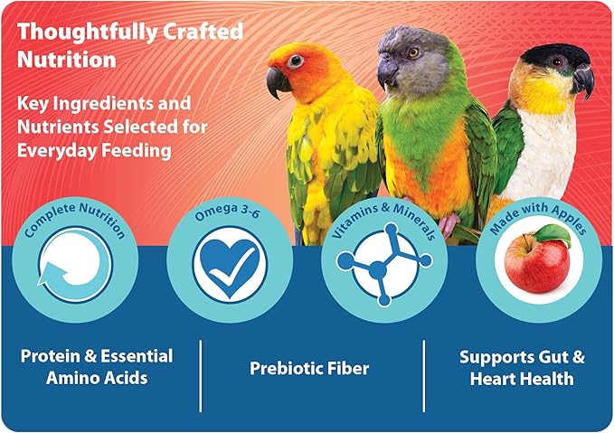 Scenic Mix Paradise Medium Parrot Food - 7 lb (2 x 3.5 lb Bags) - 1/4" Bird Pellets - Complete Nutrition for Sun Conures, Pionus, Senegals, Caiques & More